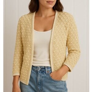 Vintage Beaded Sequin Cardigan MEDIUM Floral Grannycore Coastal Grandma Retro‎